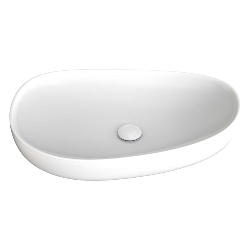 Fienza Pebble Large Slim Edge Basin Ceramic 650x400x100mm Above Counter Gloss White Bathroom Basin Fienza Default Title