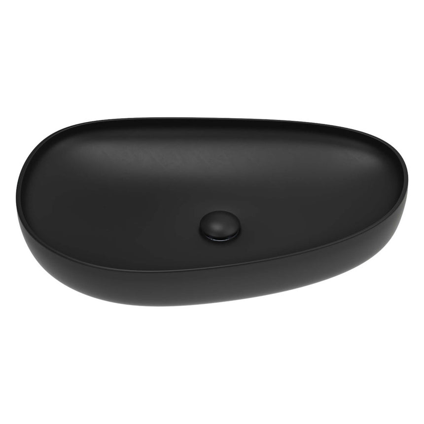 Fienza Pebble Large Slim Edge Basin Ceramic 650x400x100mm Above Counter Matte Black Bathroom Basin Fienza Default Title