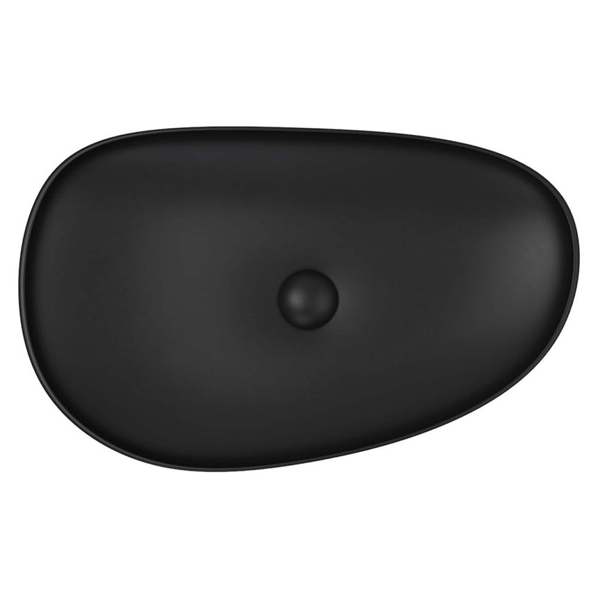 Fienza Pebble Large Slim Edge Basin Ceramic 650x400x100mm Above Counter Matte Black Bathroom Basin Fienza