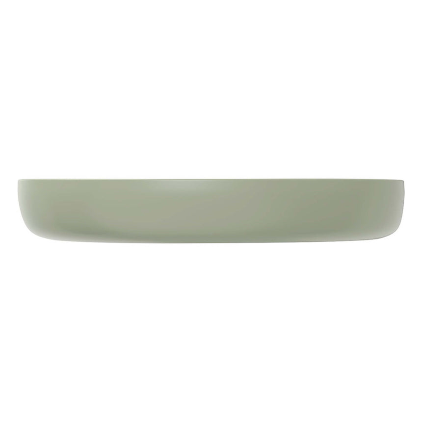 Fienza Pebble Large Slim Edge Basin Ceramic 650x400x100mm Above Counter Matte Olive Bathroom Basin Fienza