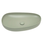 Fienza Pebble Large Slim Edge Basin Ceramic 650x400x100mm Above Counter Matte Olive