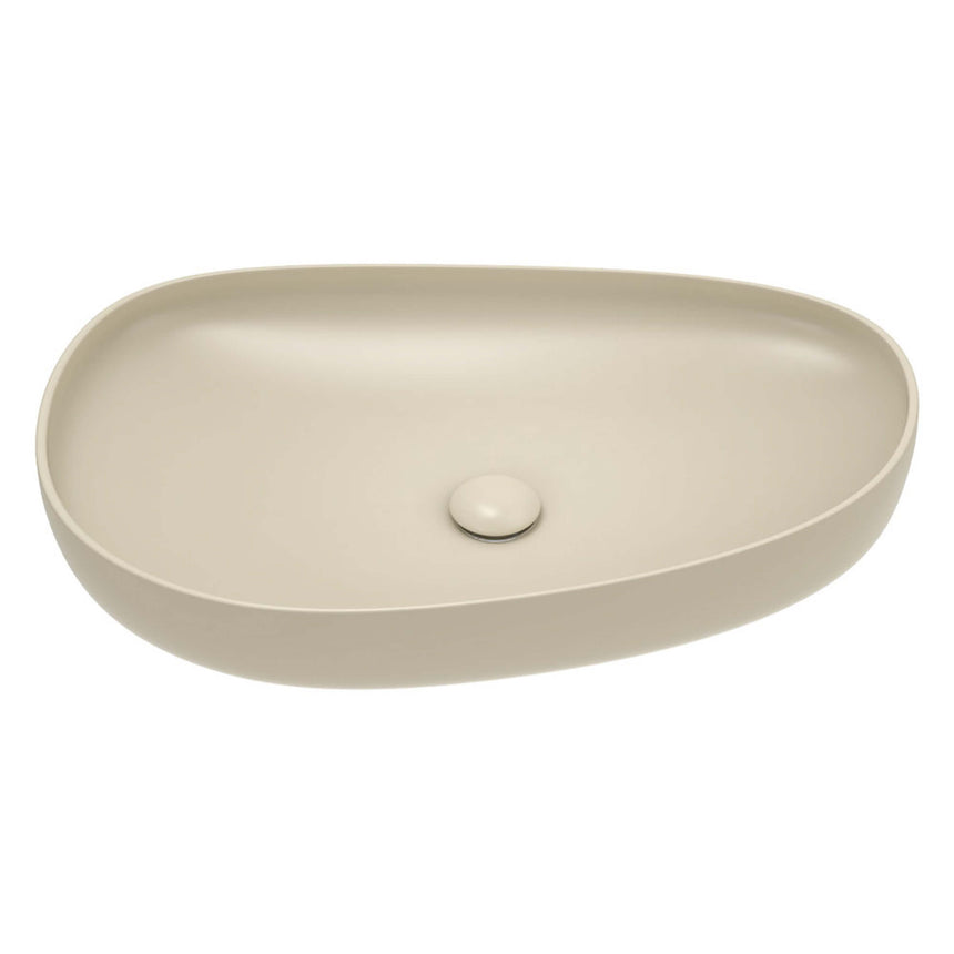 Fienza Pebble Large Slim Edge Basin Ceramic 650x400x100mm Above Counter Matte Khaki Bathroom Basin Fienza Default Title
