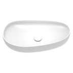 Fienza Pebble Large Slim Edge Basin Ceramic 650x400x100mm Above Counter Matte White
