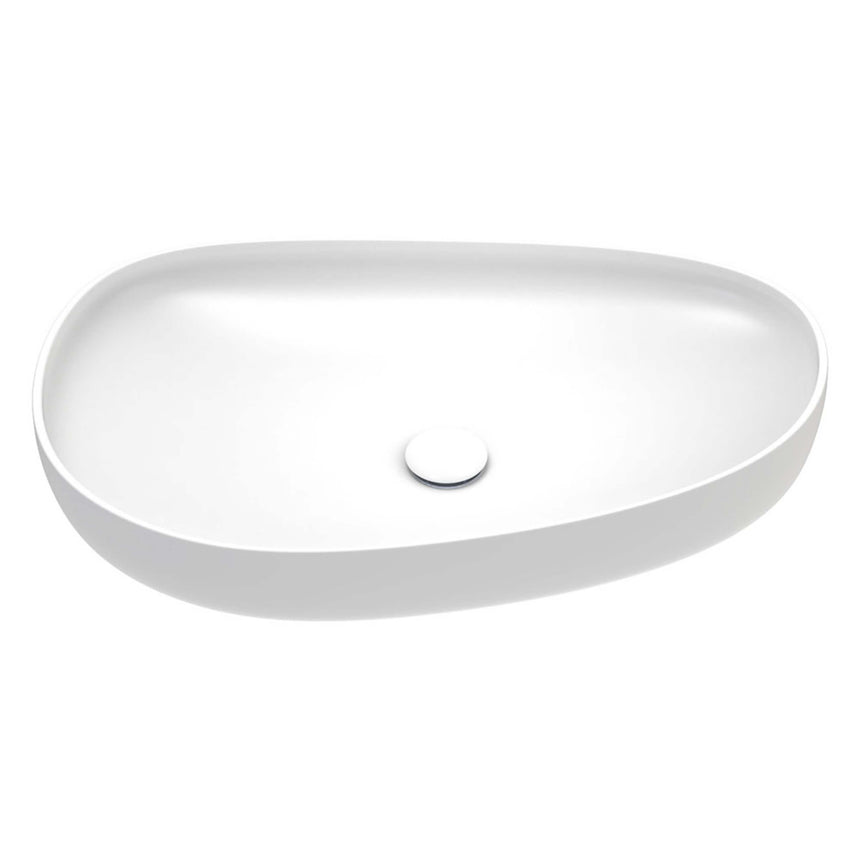 Fienza Pebble Large Slim Edge Basin Ceramic 650x400x100mm Above Counter Matte White Bathroom Basin Fienza Default Title