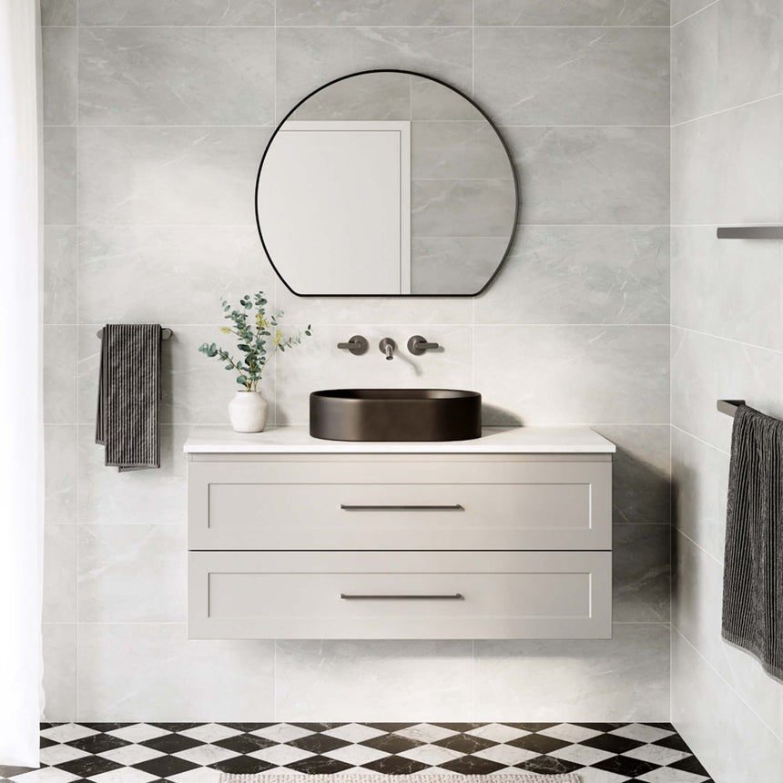 Fienza Aluca Pill Above Counter Basin 510x310x120mm Matte Black Bathroom Basin Fienza