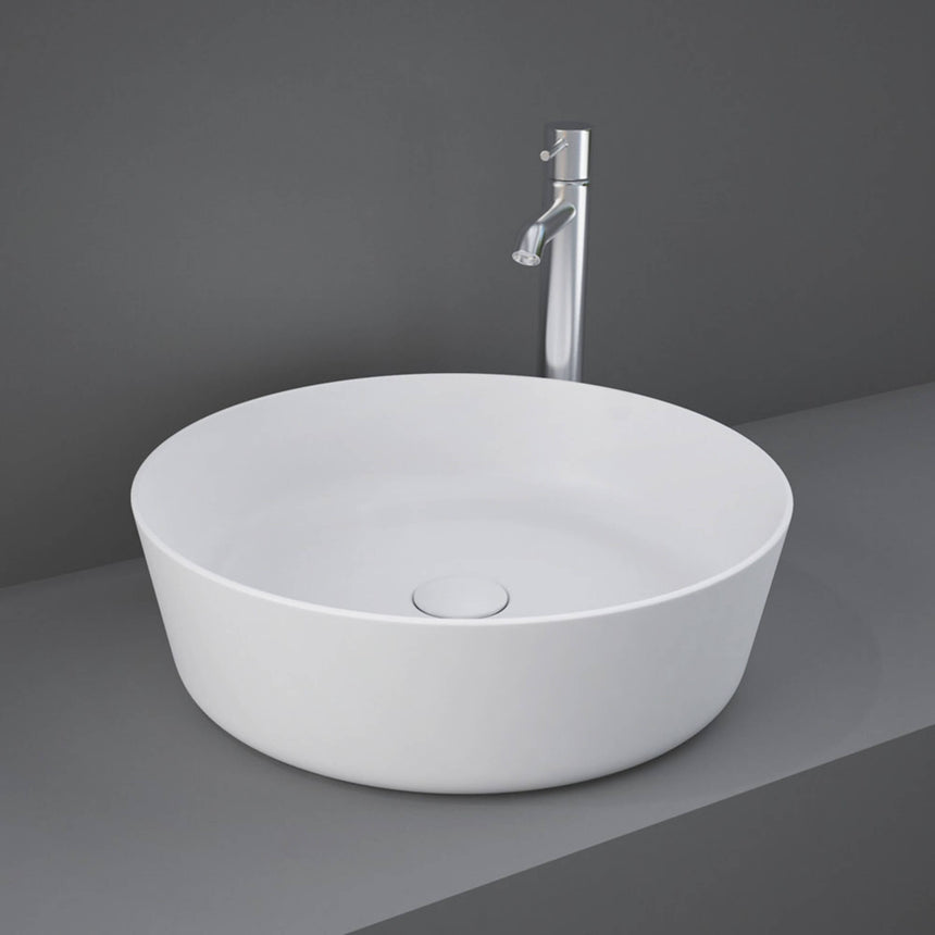 Fienza Rak Feeling Round Above Counter Basin 420x420x130mm Gloss White Bathroom Basin Fienza