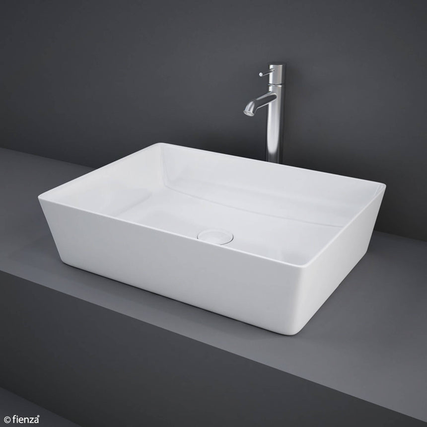 Fienza Rak Feeling Rectangle Above Counter Basin 500x360x130mm Gloss White Bathroom Basin Fienza