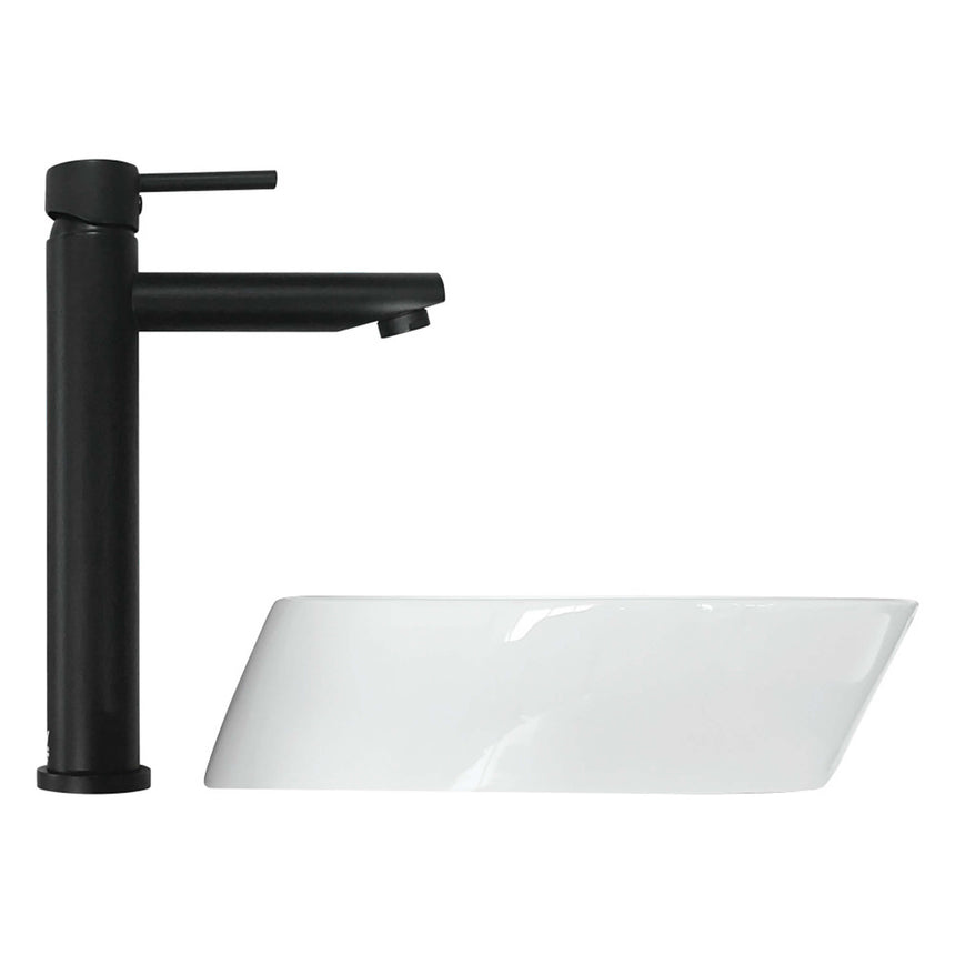 Fienza Alix Above Counter Ceramic Basin 390x350x100mm Gloss White Bathroom Basin Fienza