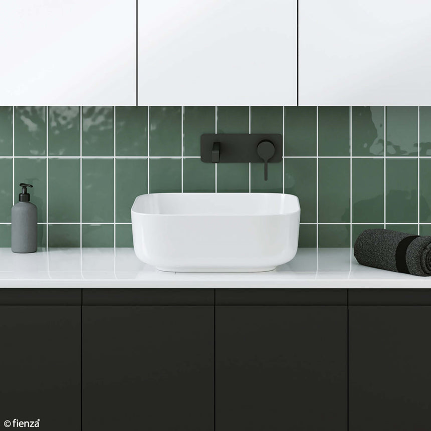 Fienza Petra Above Counter Basin 390x390x130mm Gloss White Bathroom Basin Fienza