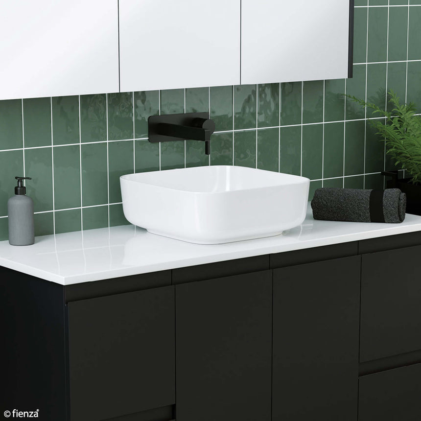 Fienza Petra Above Counter Basin 390x390x130mm Gloss White Bathroom Basin Fienza