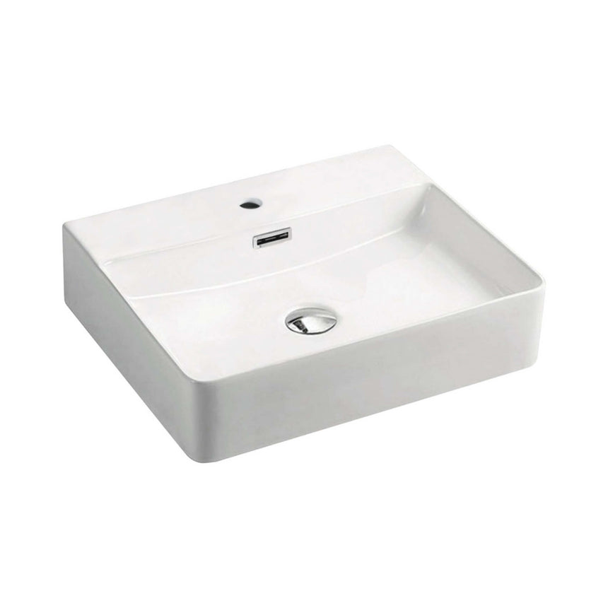 Fienza Petra 500 Above Counter Basin With Overflow 500x420x120mm Gloss White Bathroom Basin Fienza Default Title