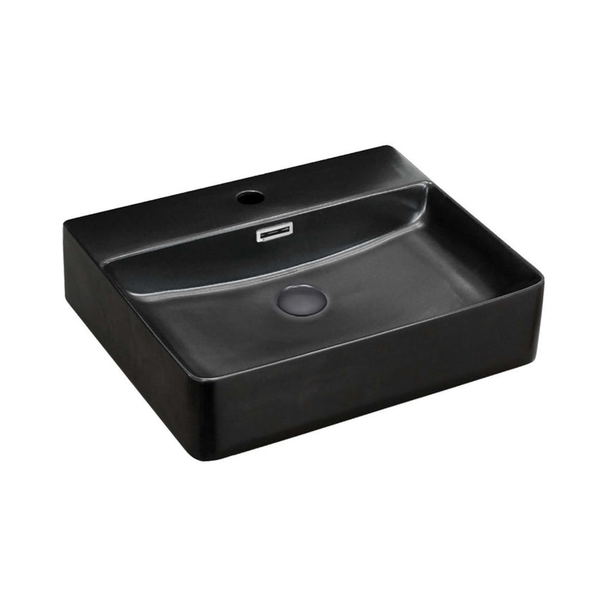 Fienza Petra 500 Above Counter Basin With Overflow 500x420x120mm Matte Black Bathroom Basin Fienza Default Title