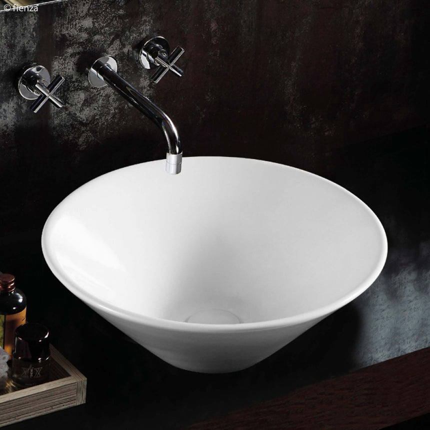 Fienza Lulu Ceramic Above Counter Basin 421x421x152mm Gloss White Bathroom Basin Fienza