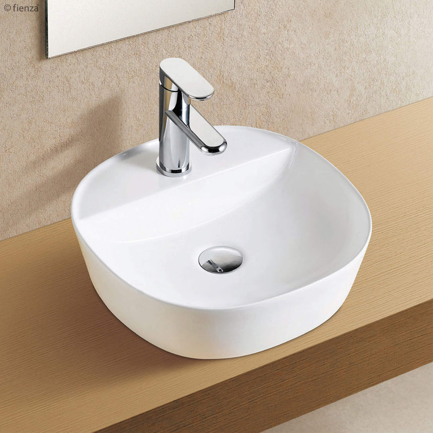 Fienza Chica Above Counter Basin 405x405x120mm Gloss White Bathroom Basin Fienza