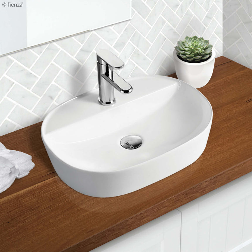 Fienza Chica Above Counter Basin 505x385x120mm Gloss White Bathroom Basin Fienza