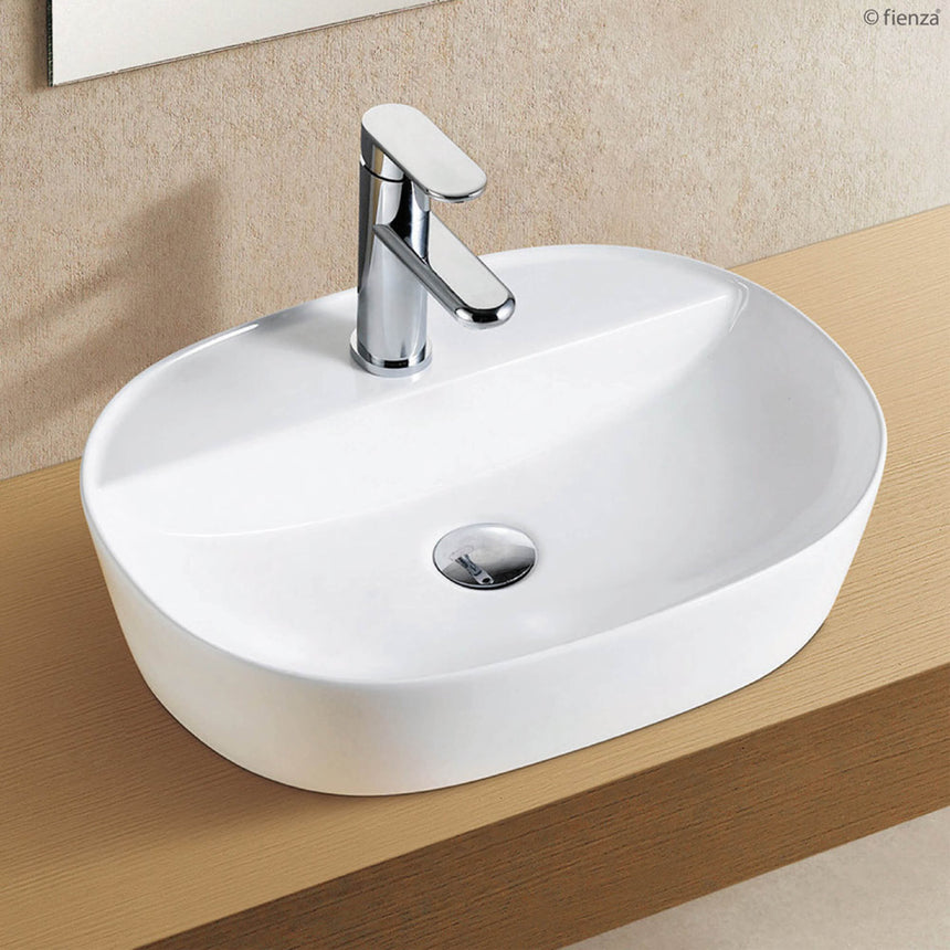 Fienza Chica Above Counter Basin 505x385x120mm Gloss White Bathroom Basin Fienza