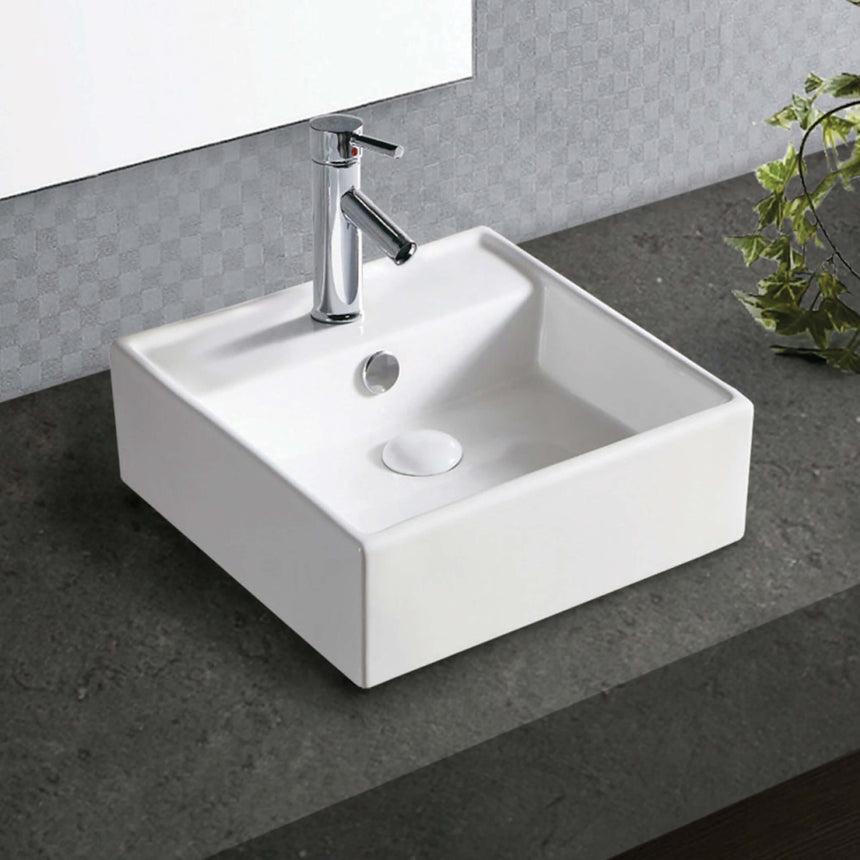 Fienza Helen Junior Above Counter Basin 380x380x125mm Gloss Whiite Bathroom Basin Fienza