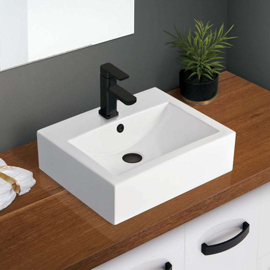 Fienza Willow Above Counter Basin 495x395x150mm Gloss White Bathroom Basin Fienza