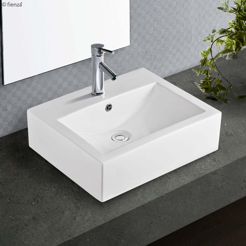 Fienza Willow Above Counter Basin 495x395x150mm Gloss White Bathroom Basin Fienza