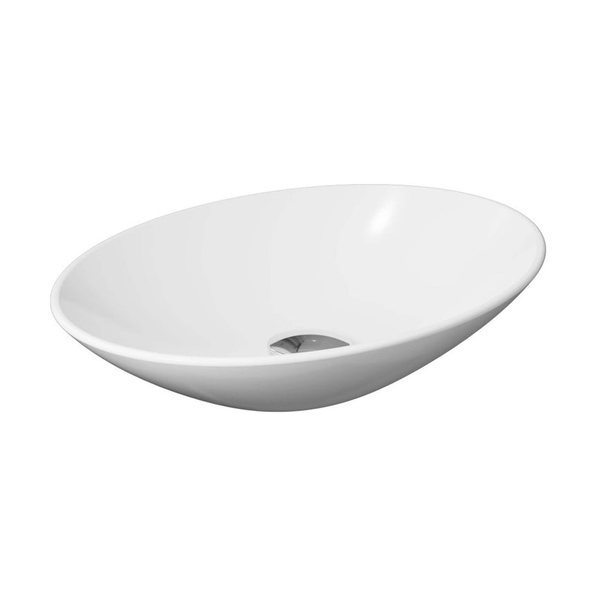 Fienza Keeto Oval Above Counter Basin 500x350x95mm Gloss White Bathroom Basin Fienza