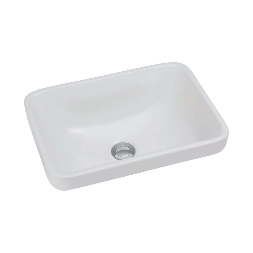 Fienza Sarah Semi Inset Ceramic Basin 440x310x150mm Gloss White Bathroom Basin Fienza Default Title
