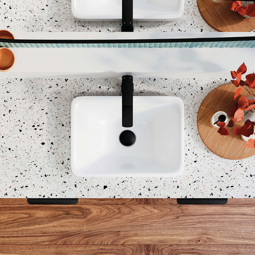 Fienza Sarah Semi Inset Ceramic Basin 440x310x150mm Gloss White Bathroom Basin Fienza