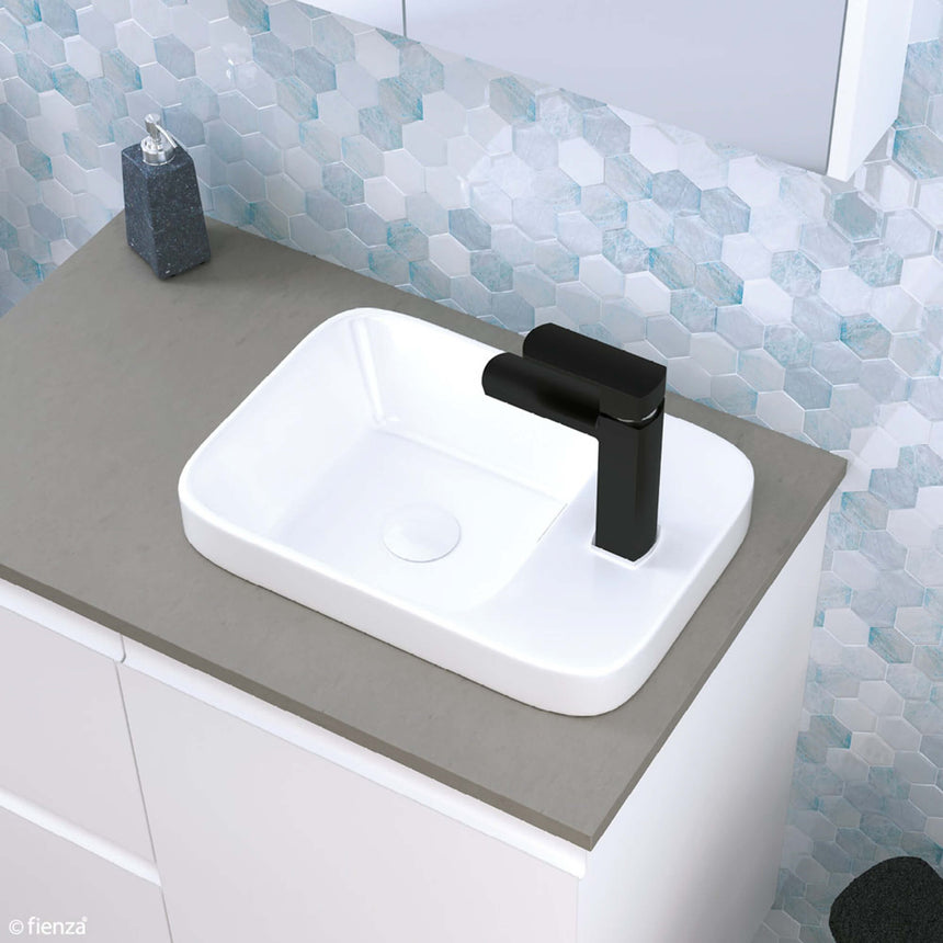 Fienza Petra Mini Semi Inset Basin 433x303x55mm Gloss White Bathroom Basin Fienza