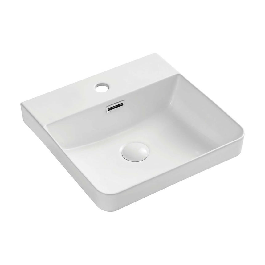 Fienza Petra Semi Inset Basin 420x420x50mm Gloss White Bathroom Basin Fienza Default Title