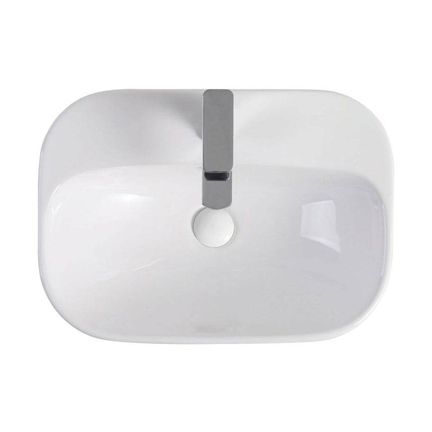 Fienza Parisa Semi Inset Basin 515x370x190mm Gloss White with 1 tap hole Bathroom Basin Fienza