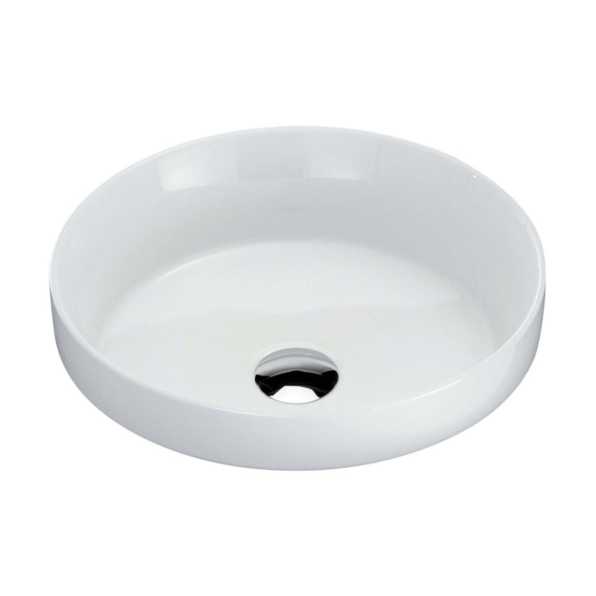 Fienza Semi Insert Range Reba semi-inset ceramic basin by Tilemall, round gloss white 355x355mm