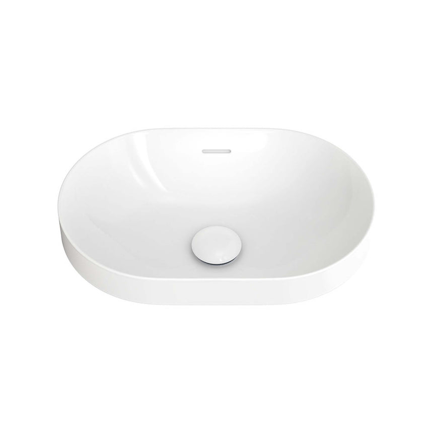 Fienza Aluca Pill Semi Inset Basin With Overflow 530x340x175mm Gloss White Bathroom Basin Fienza