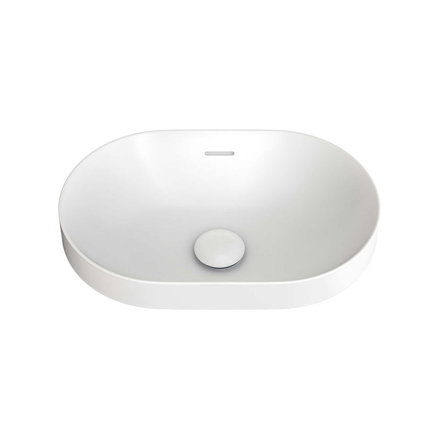 Fienza Aluca Pill Semi Inset Basin With Overflow 530x340x175mm Matte White Bathroom Basin Fienza