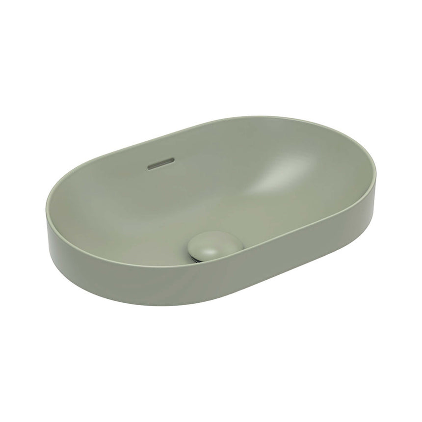 Fienza Aluca Pill Semi Inset Basin With Overflow 530x340x175mm Matte Olive Bathroom Basin Fienza Default Title