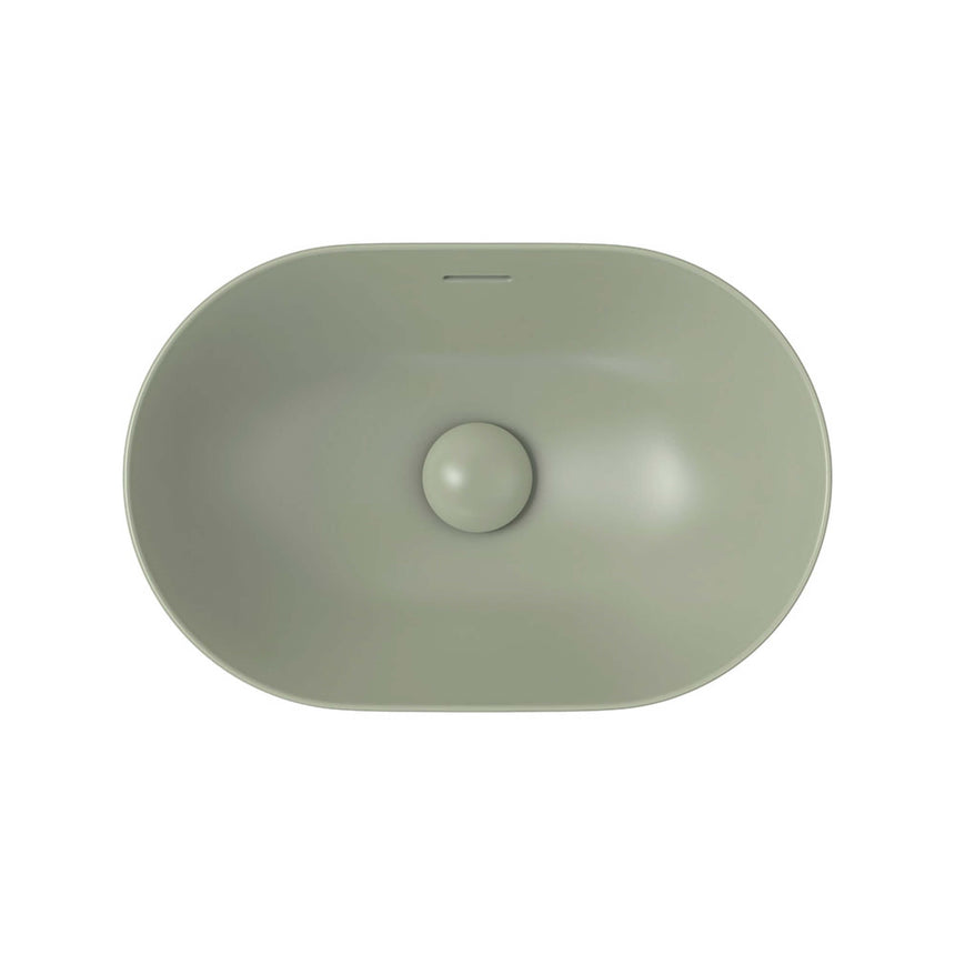 Fienza Aluca Pill Semi Inset Basin With Overflow 530x340x175mm Matte Olive Bathroom Basin Fienza