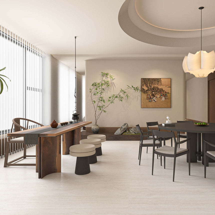 Travertine 1200x1200 Matt White Travertine Look Tiles Tilemall