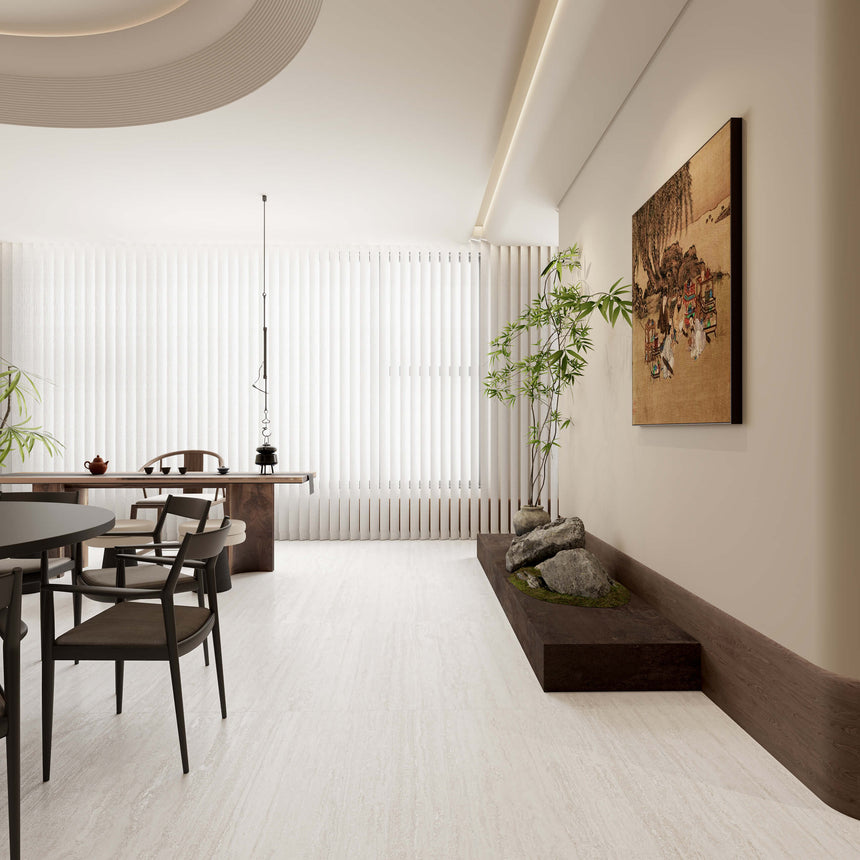 Travertine 1200x1200 Matt White Travertine Look Tiles Tilemall