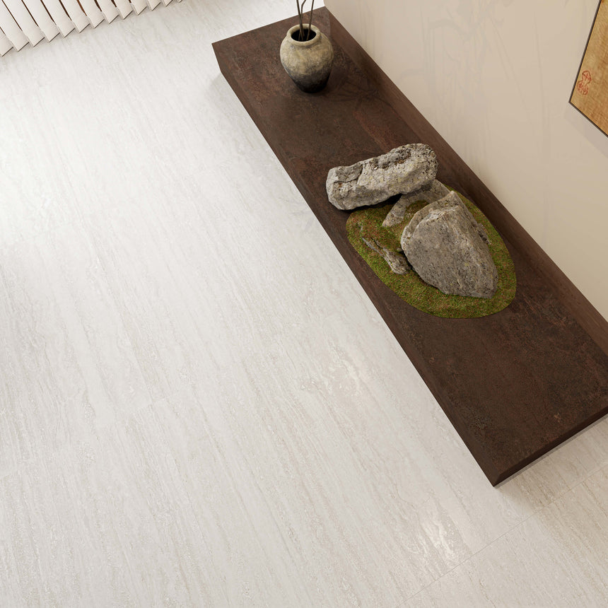 Travertine 1200x1200 Matt White Travertine Look Tiles Tilemall