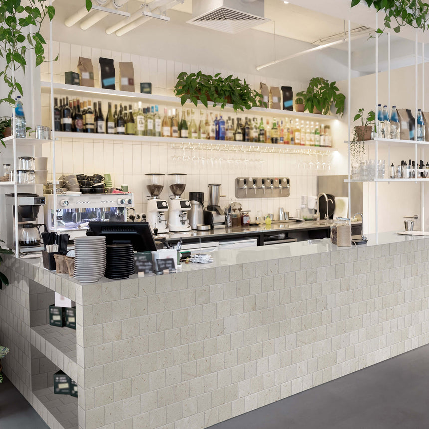 Apollo 100x100 Tumbled White Limestone Subway Tilemall