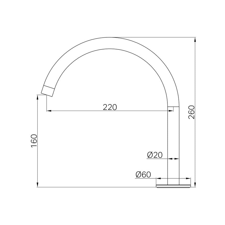 Nero Serenity Bath/Kitchen Arc Spout Chrome Bath Spout Nero