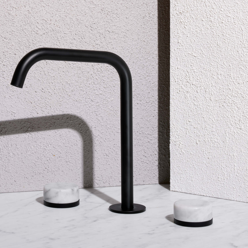 Nero Serenity Wall Top Assembly With Carrara Handle Matte Black Tapware Nero