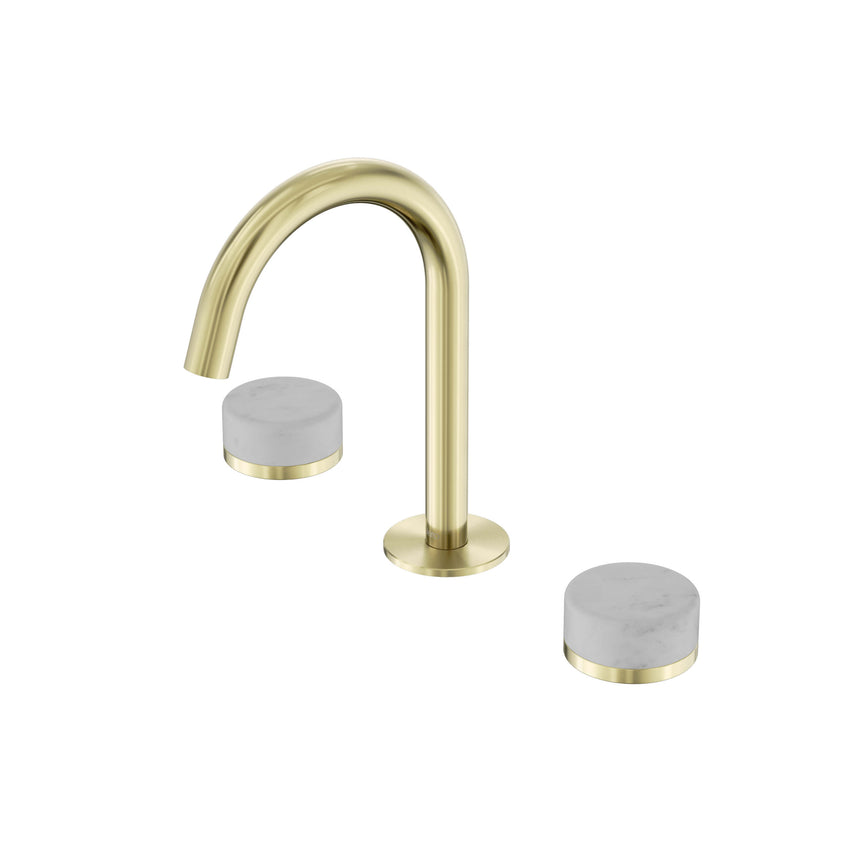 Nero Serenity Basin Set Arc Spout With Carrara Handle Brushed Gold Tapware Nero Default Title