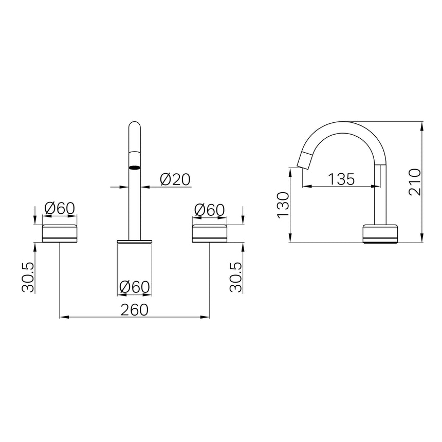Nero Serenity Basin Set Arc Spout With Carrara Handle Brushed Gold Tapware Nero