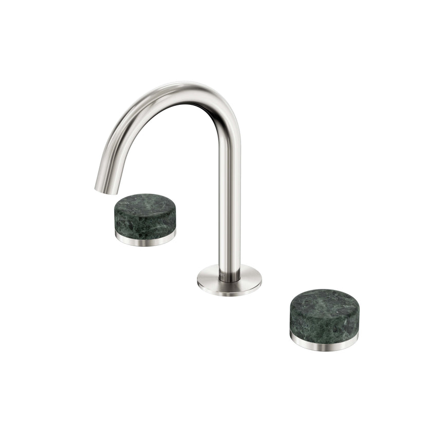 Nero Serenity Basin Set Arc Spout With Verde Alpi Handle Brushed Nickel Tapware Nero Default Title