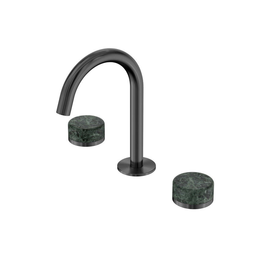 Nero Serenity Basin Set Arc Spout With Verde Alpi Handle Gun Metal Tapware Nero Default Title