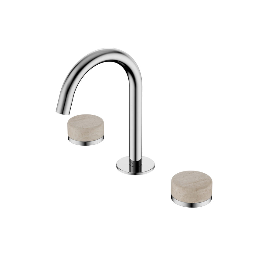 Nero Serenity Basin Set Arc Spout With Rome Travertine Handle Chrome Tapware Nero Default Title