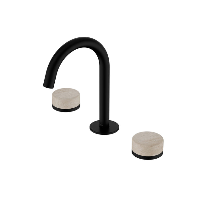 Nero Serenity Basin Set Arc Spout With Rome Travertine Handle Matte Black Tapware Nero Default Title