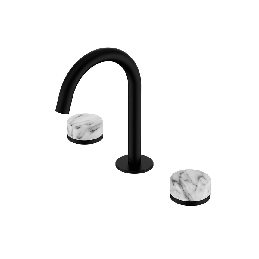 Nero Serenity Basin Set Arc Spout With Arabescato Corchia Handle Matte Black Tapware Nero Default Title