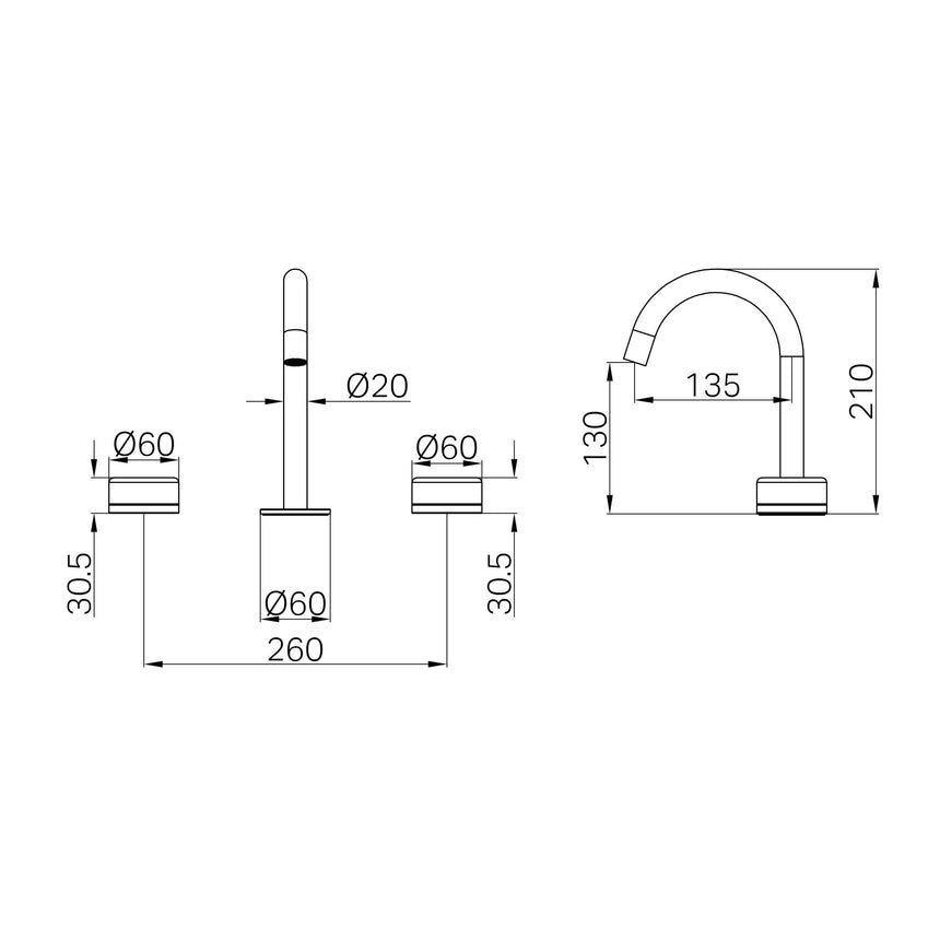 Nero Serenity Basin Set Arc Spout With Marquina Black Handle Matte Black Tapware Nero