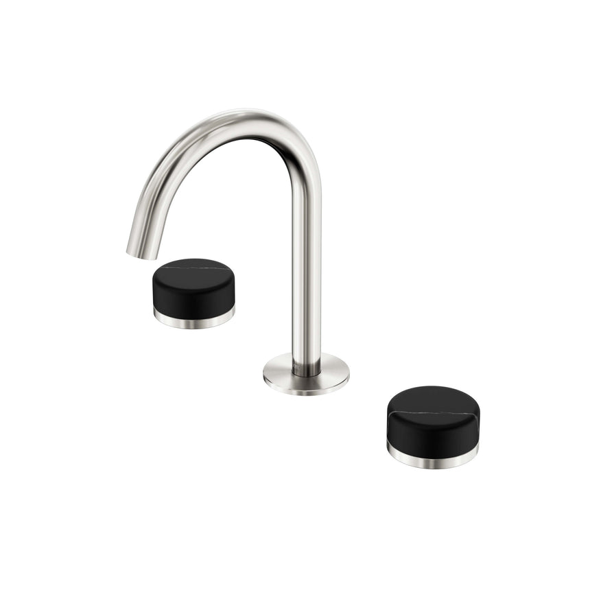 Nero Serenity Basin Set Arc Spout With Marquina Black Handle Brushed Nickel Tapware Nero Default Title