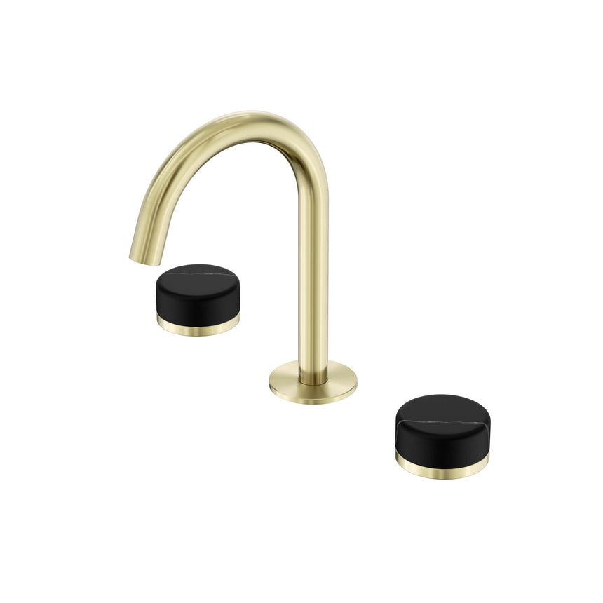 Nero Serenity Basin Set Arc Spout With Marquina Black Handle Brushed Gold Tapware Nero Default Title